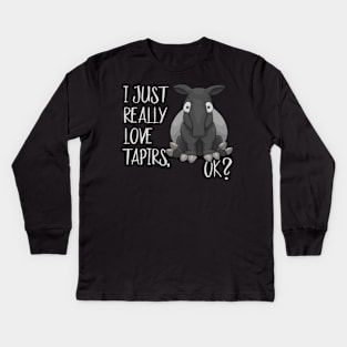 Just Really Love Tapirs, OK? Chubby Cartoon Tapir Kids Long Sleeve T-Shirt